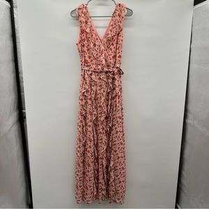 Nasty Gal pink ruffled dress ladies size 6.